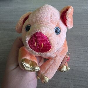 Adorable Plush Pig Toy - Pink and Gold